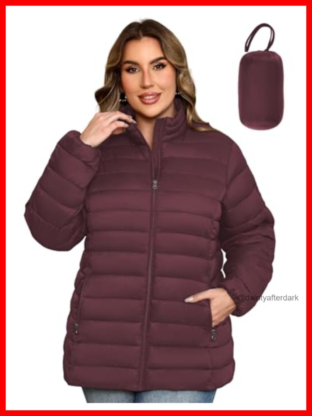 Plus Size Packable Puffer Jacket Lightweight Warm Winter Coat